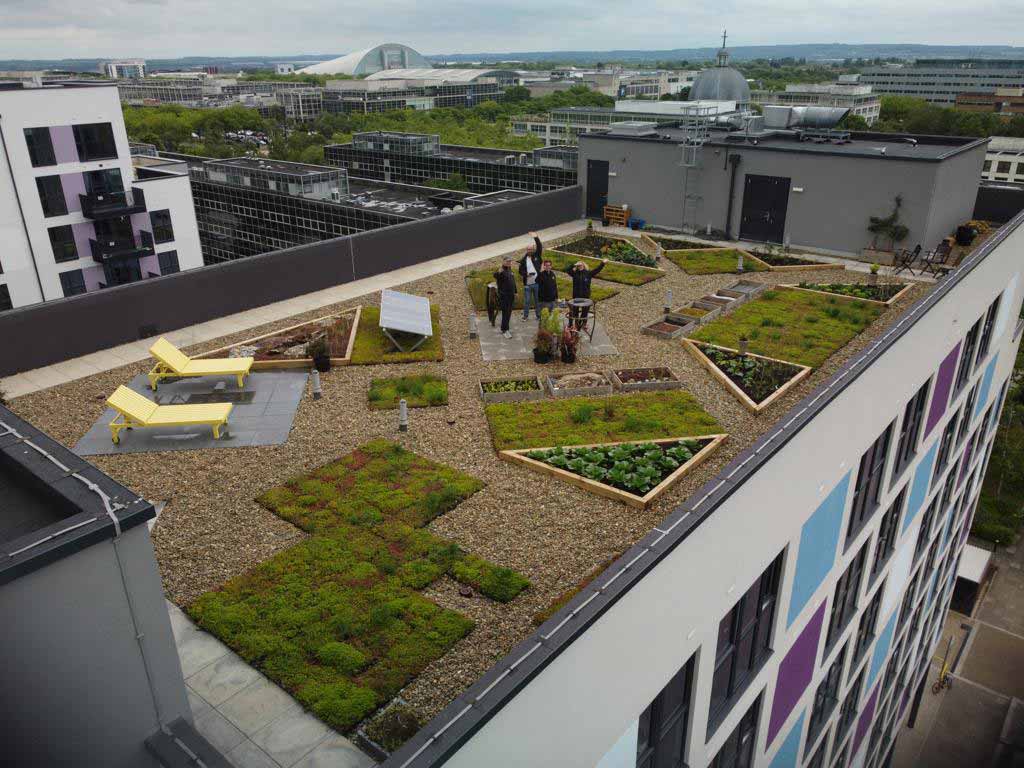 group of people on the Ikea roof garden in Greenwich